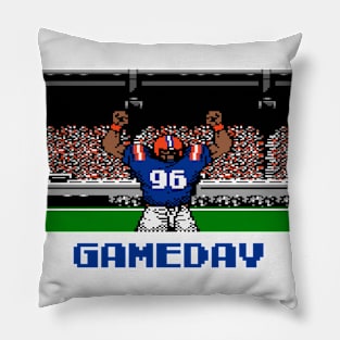 Blue and Orange Football Gameday Retro 8 Bit Linebacker Pillow