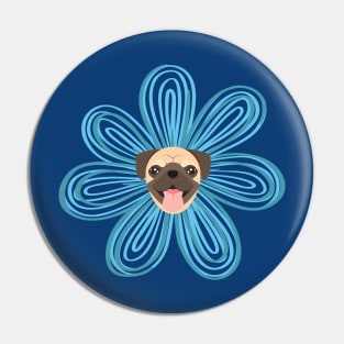 Pug Dog in Flower Head Pin