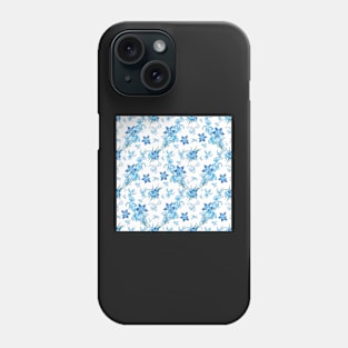Country chic white and blue orchids - floral pattern Phone Case