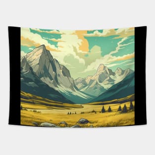 Chromatic Majesty - Vibrant Mountain Range Design Tapestry