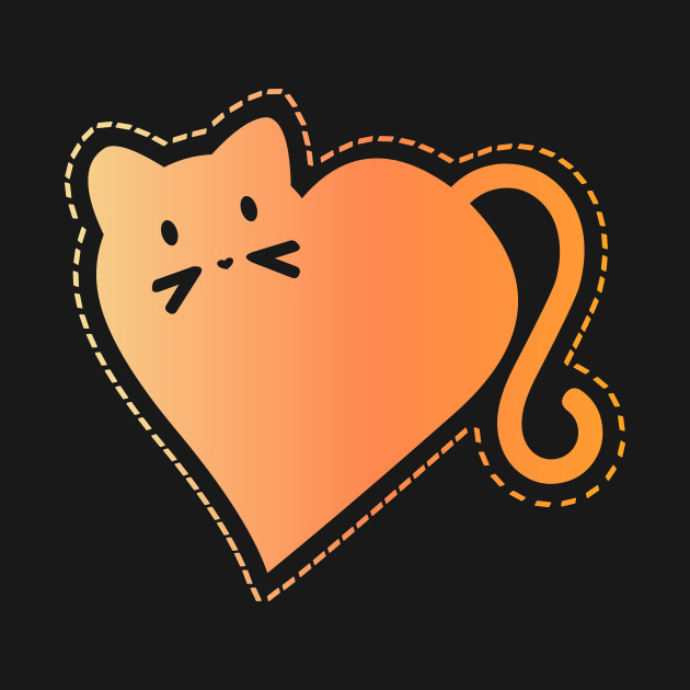 Heart Cat in Orange - Cat - T-Shirt | TeePublic