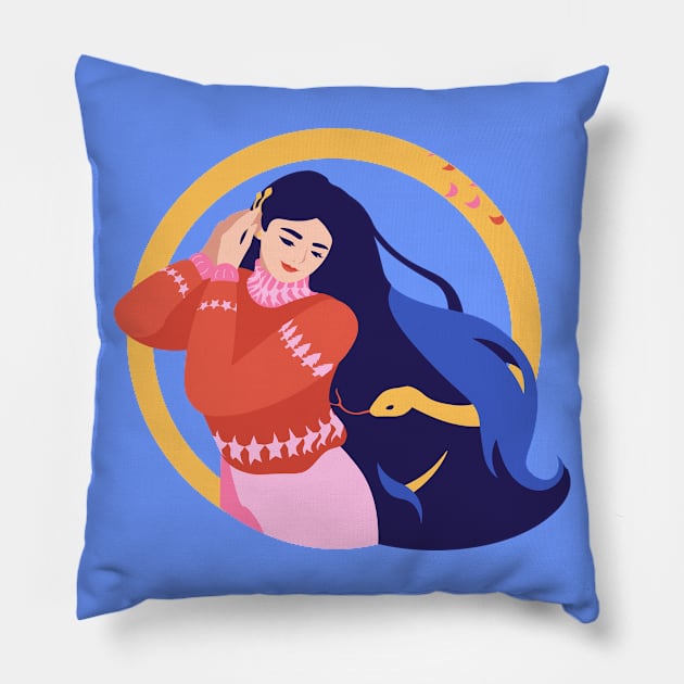 Snake Lover Pillow by kjm.illustrations