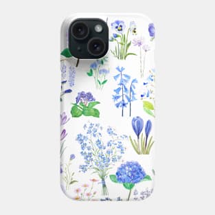 blue and purple flowers collection 2020 Phone Case