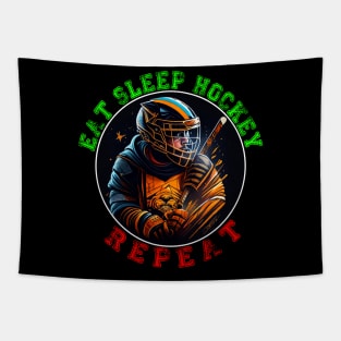 EAT SLEEP HOCKEY REPEAT Tapestry