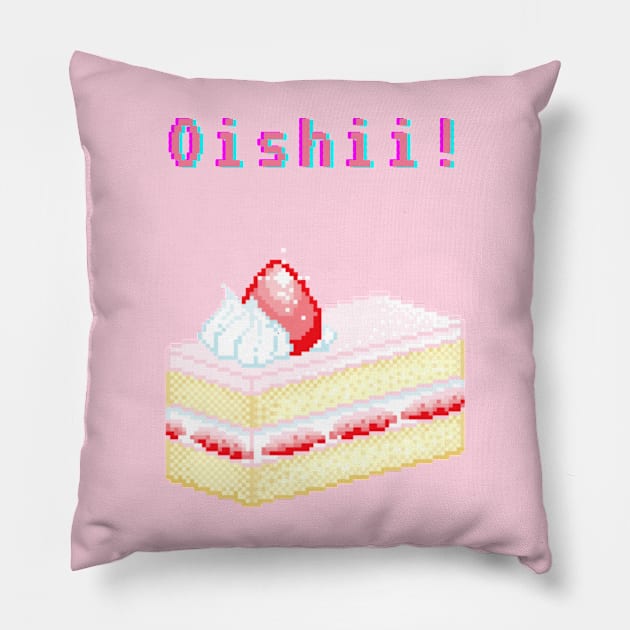 Kawaii Pixel Oishii Dream Dessert ( strawberry Shortcake ) Pillow by OMC Designs