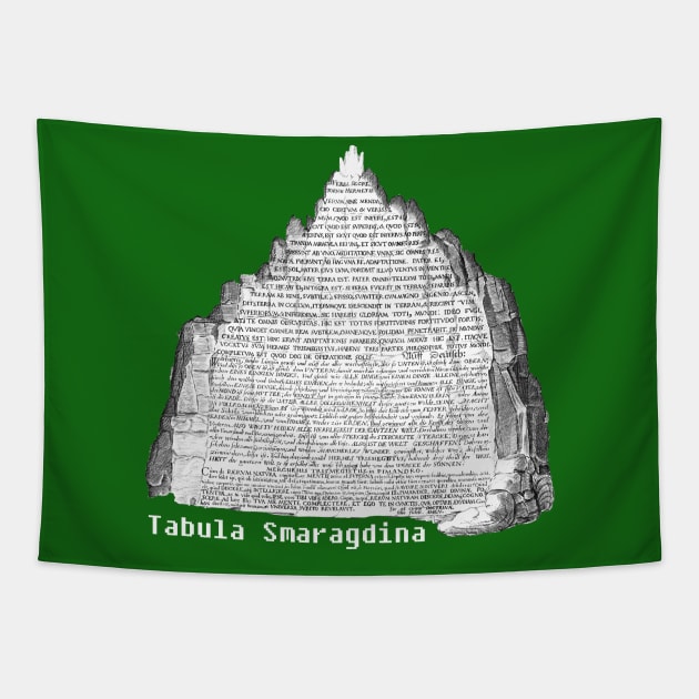 Emerald Tablet Tabula Smaragdina Hermetic Occult Emerald Tablet Tabula Smaragdina Hermetic Occult White text Tapestry by Witchy Ways