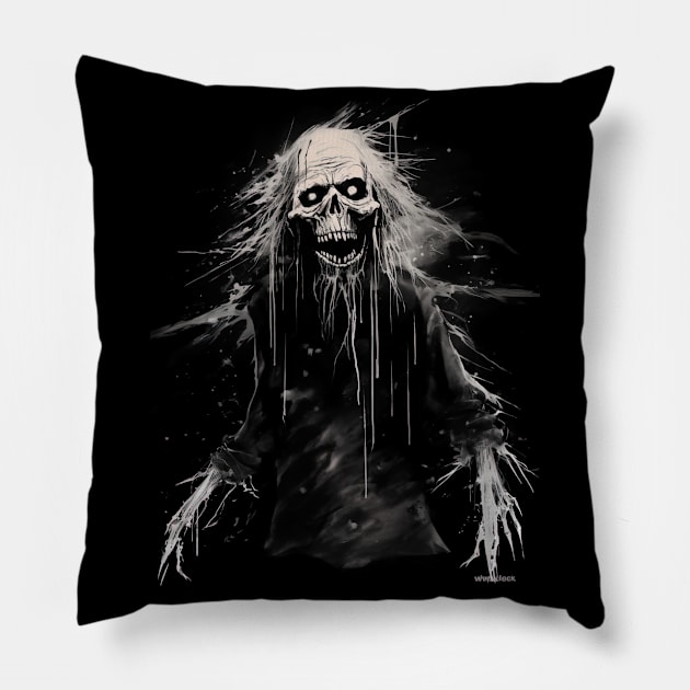 dead old hairy zombie, halloween design Pillow by Maverick Media