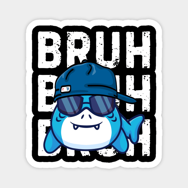 Cool Summer Vacation Bruh Shark Magnet by The WYLD Tribe