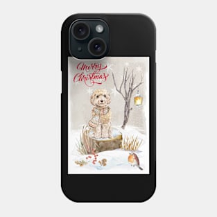 White Cockapoo Merry Christmas Santa Dog Phone Case