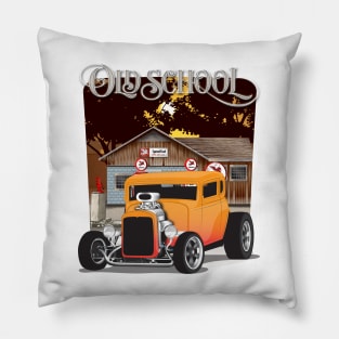 Orange 1932 Chevy 5 Window Coupe Hot Rod Old School Print Pillow