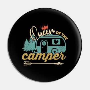 Queen Of The Camper Funny Camping Girl Pin