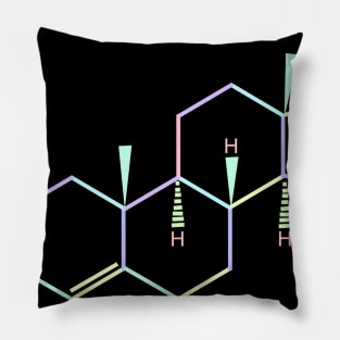 Testosterone Kawaii Pastel Rainbow Molecule Pillow