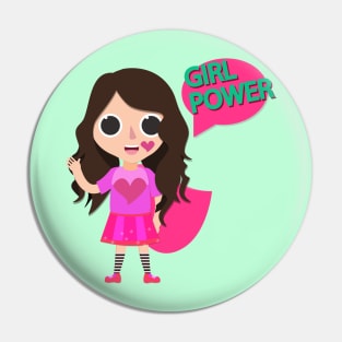 Girl power kids cute cartoon Pin