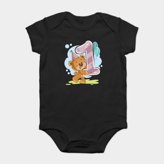 Birthday Kids Teddy 1st Birthday Emoji Funny Onesie Teepublic