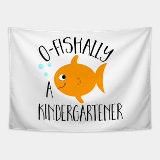 O-Fishally Officially a Kindergartener Orange Fish Official School Design Tapestry