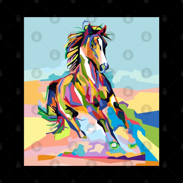 Abstract horse paintings in WPAP by smd90