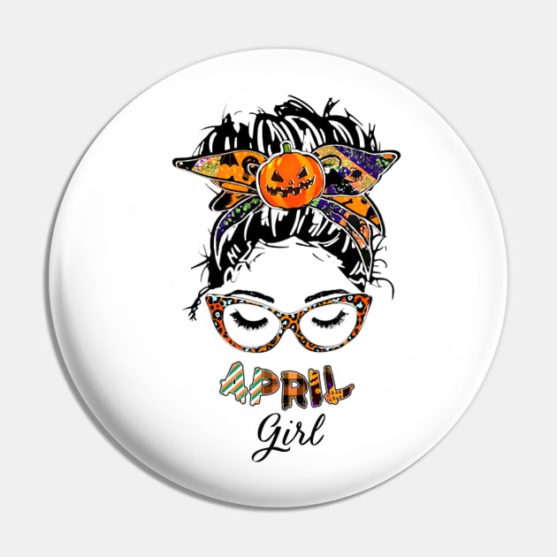 April Girl Halloween Face Wink Eyes Pumpkin Pin by tasmarashad