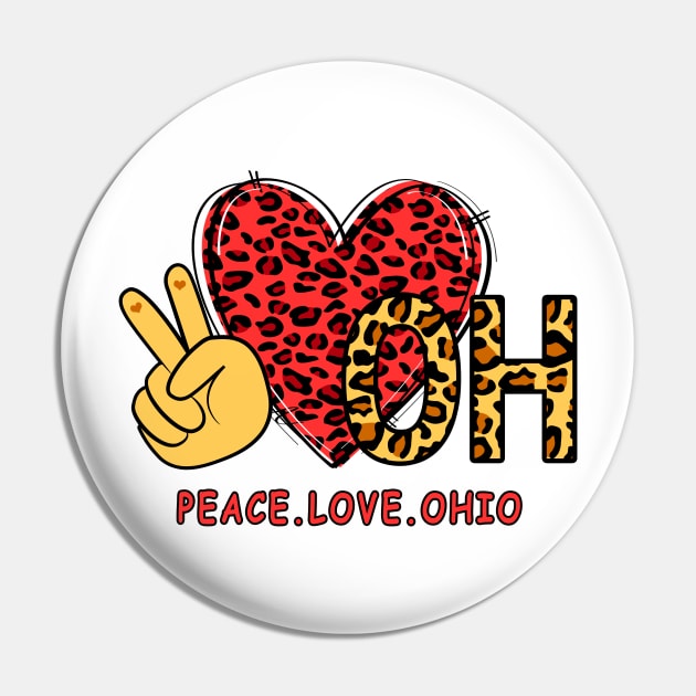 Peace Love Ohio Pin by lunamoonart