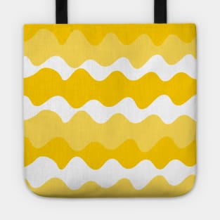 yellow and white horizontal waves pattern Tote