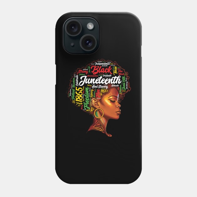 Black History Afro Queen Melanin Word Art Womens Juneteenth Phone Case by trendingoriginals