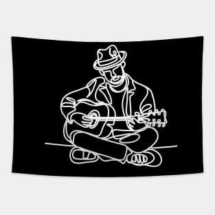 Single Line Guitarist (white) Tapestry