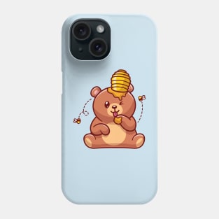 Cute Bear Eating Honey Cartoon Phone Case