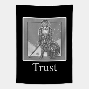 The Heart of the Soldier - Trust Quote - White Outlined Version Tapestry