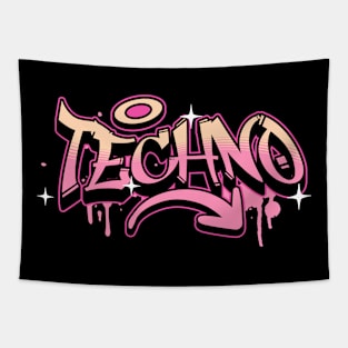 TECHNO  - Graffiti Tech (pink/orange) Tapestry