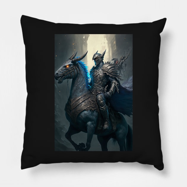 Knight Riding A Wyvern Pillow by TortillaChief