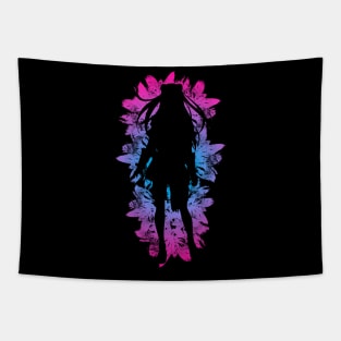 Shield - Pink and Blue Flowers style Tapestry