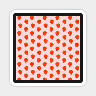 Strawberry pattern in pink background Magnet