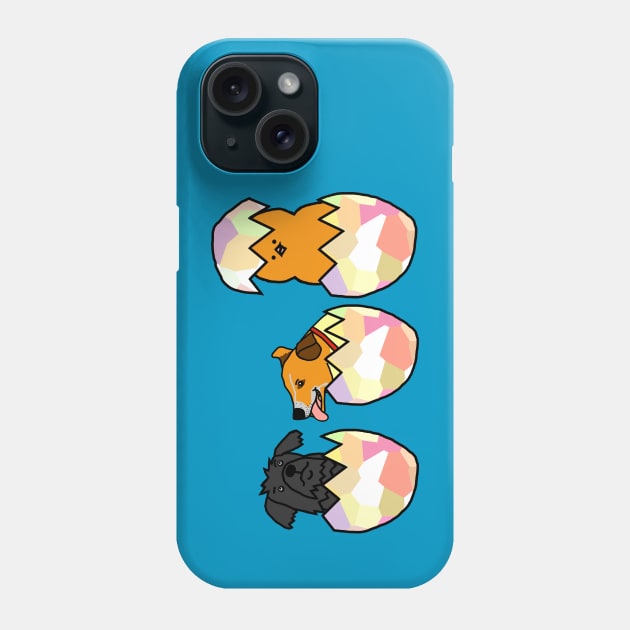 Funny Easter Egg Surprise Puppies and Chicken Phone Case by ellenhenryart