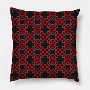 Geometric red diamonds and grey crosses repetion pattern set collage Pillow