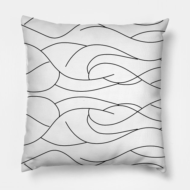 Geometric Waves Line Drawing Pillow by jen28