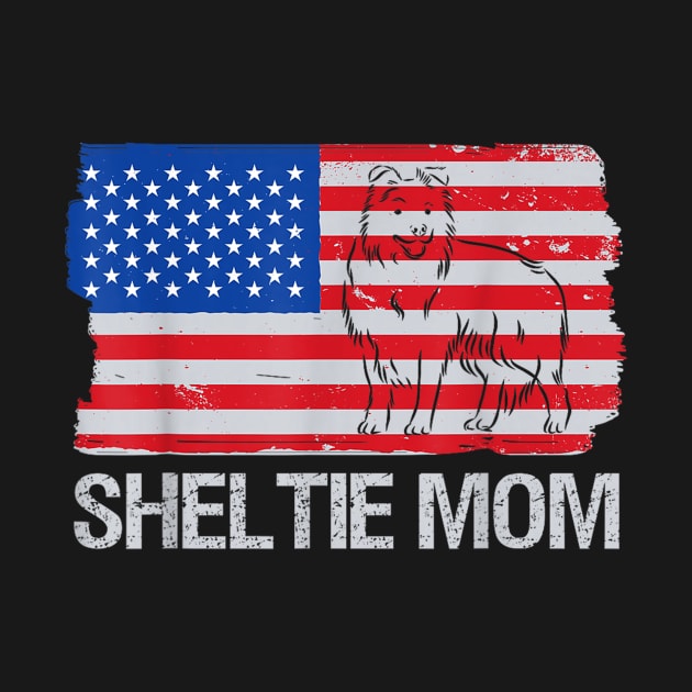 Sheltie Mom USA Flag Funny Shetland Sheepdog Owner Dog Mom by Derrick Ly