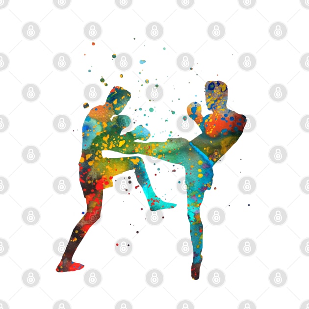 Man muay thai boxing by RosaliArt