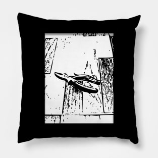 Black and white design pliers on the floor Pillow