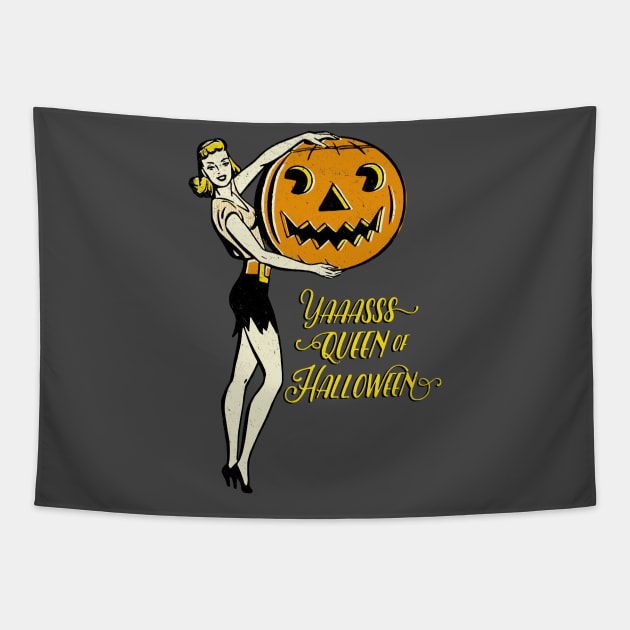 Yas Queen of Halloween Tapestry by sticks and bones vintage