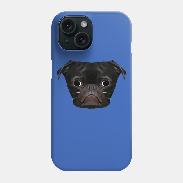 Black Pug Phone Case by TheLowPolyArtist