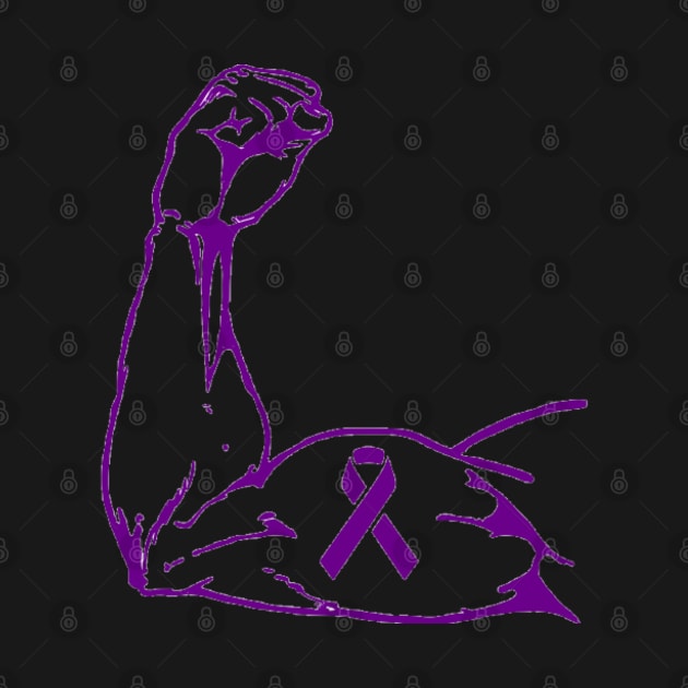 Flexed arm with a Dark Purple Awareness Ribbon by CaitlynConnor