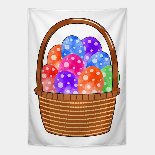 Colorful Easter Eggs Basket Tapestry by lunamoonart