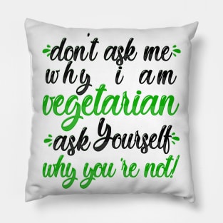 VEGETARIAN - txt black Pillow