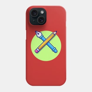 Pen Tool And Pencil Cartoon Vector Icon Illustration Phone Case