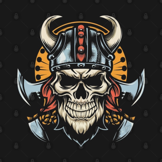 Vintage Vikings Skull Art by Goku Creations