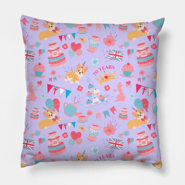 Queen's Platinum Jubilee Garden Tea Party Pillow by Auraya Studio