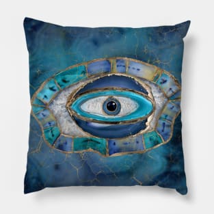 Evil Eye Amulet Agate and gold Pillow