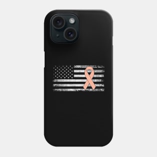 Uterine Cancer Awareness Ribbon Classic American Flag Phone Case