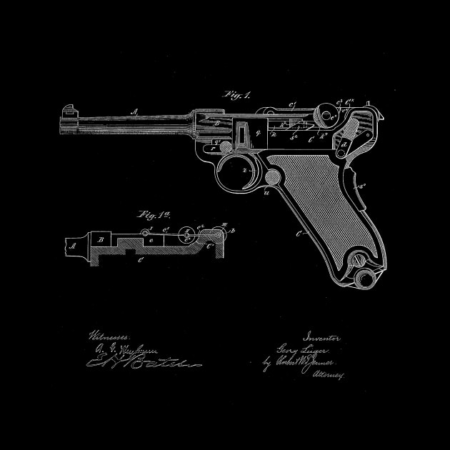 recoil loading small arms Vintage Patent Drawing by TheYoungDesigns