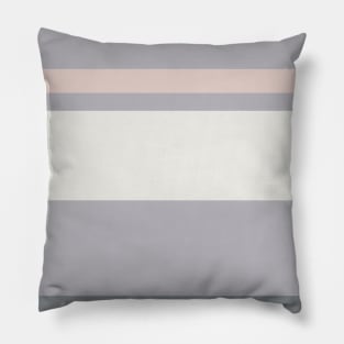 A solitary patchwork of Alabaster, Philippine Gray, Silver and Lotion Pink stripes. Pillow