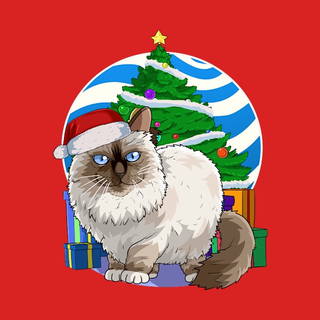 Birman Cat Santa Christmas Gift by Noseking